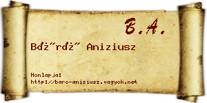 Báró Aniziusz névjegykártya